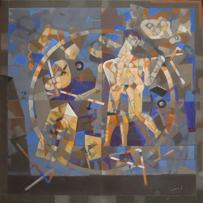Assadour – Du chaos à l'harmonie : ASSADOUR Composition bleue 2010 Huile sur toile 120X120cm Courtesy Galerie Claude Lemand Paris